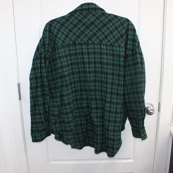 Princess Polly Stark Shirt Green Check Size 4 Oversized Button Down Plaid New - Picture 4 of 4